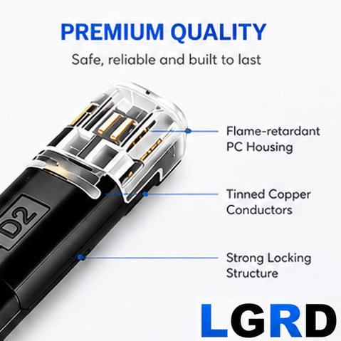 LGRD D2 Quick Connect Terminals, Dual Package Sizes for Batch Purchasing, Suitable for Long-Term Home Renovation Orders, Outdoor Landscape Engineering and Indoor Lamp Layout Construction Work