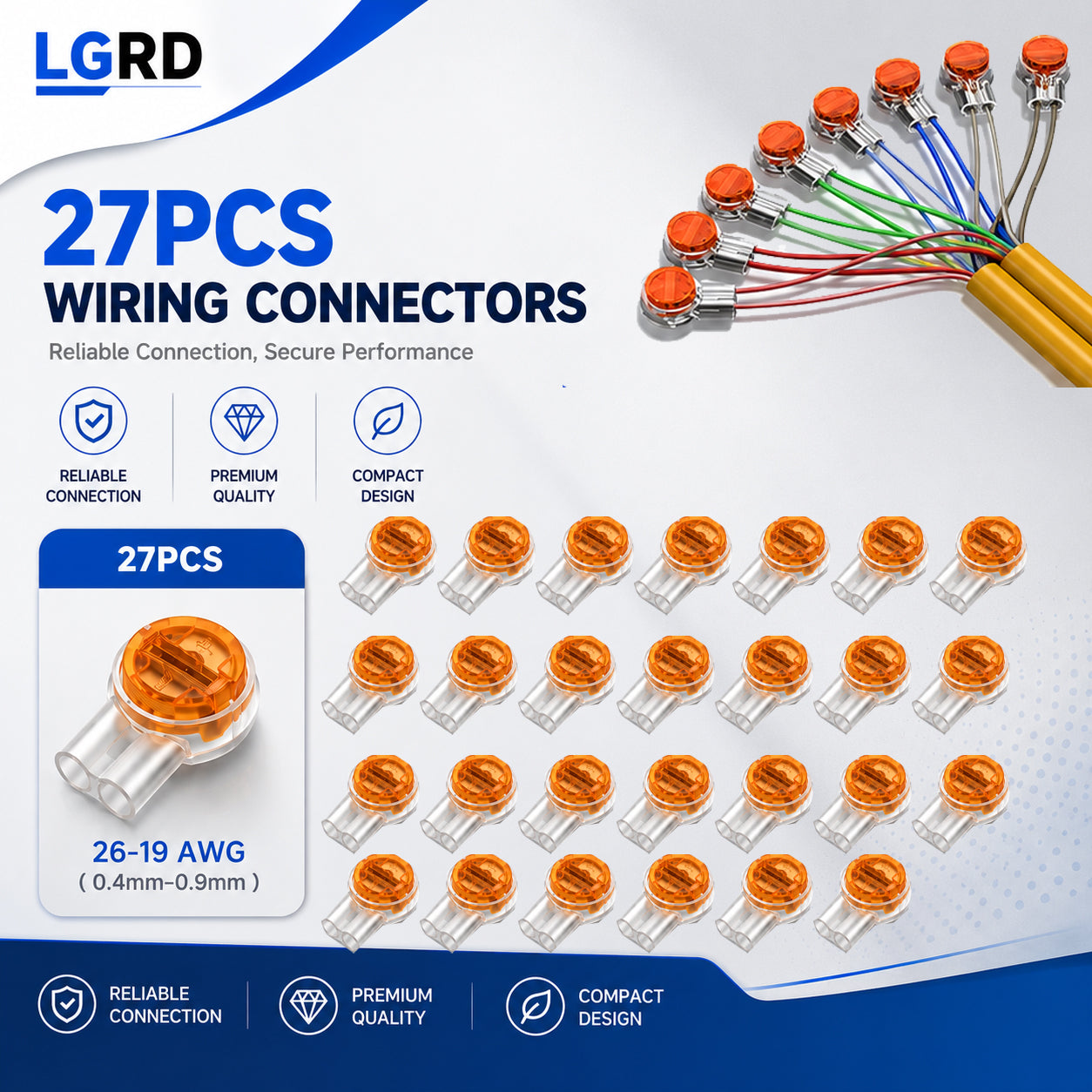 LGRD K2 Insulated Wire Connectors, 27PCS & 57PCS Crimp Splicing Terminals, Reliable Compact for Automotive Wiring Home Telephone Network Cable Repair