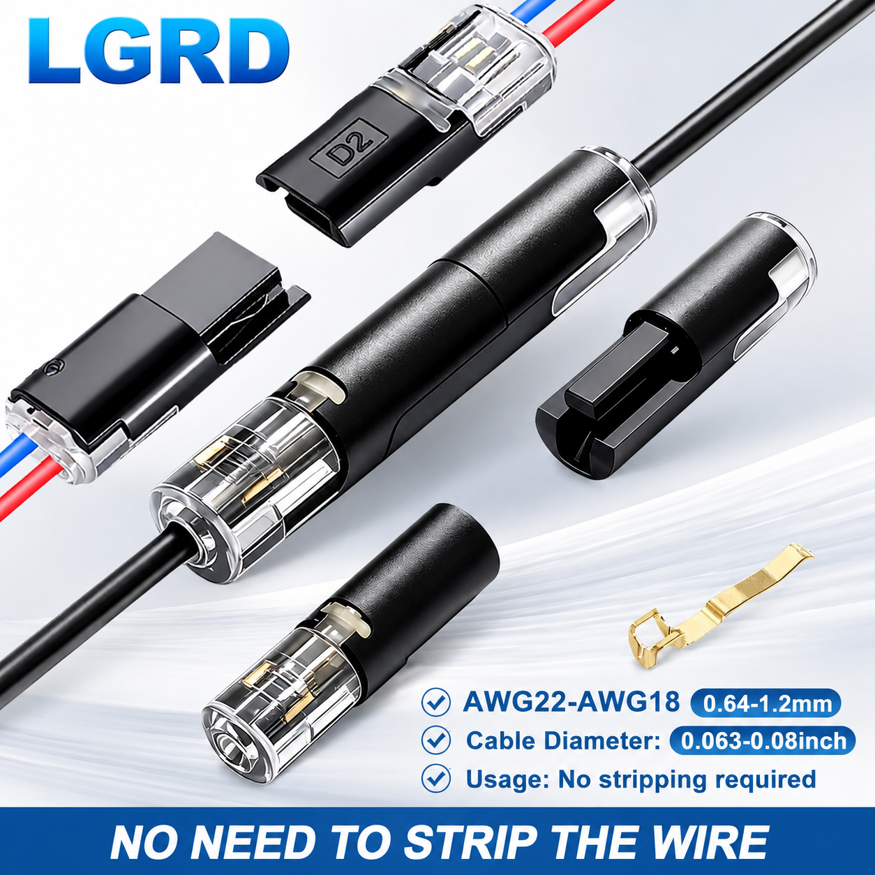 LGRD D1 D2 NO-STRIP QUICK CONNECTOR TERMINAL,1P/2P