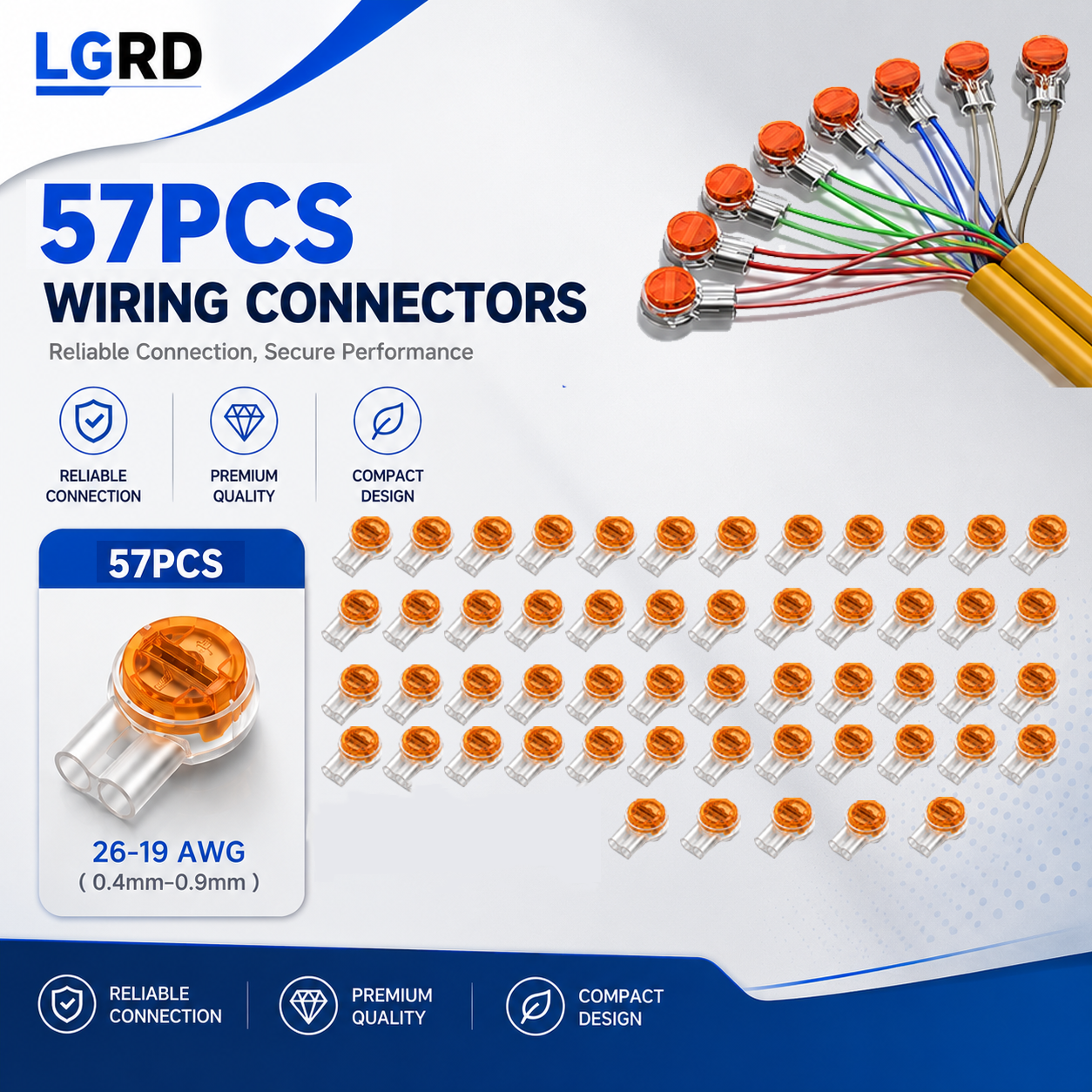 LGRD K2 Insulated Wire Connectors, 27PCS & 57PCS Crimp Splicing Terminals, Reliable Compact for Automotive Wiring Home Telephone Network Cable Repair