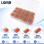 LGRD 57PCS Corrosion Resistant Lever Wire Connectors, 2/3/4/5 Pole Durable Splicing Terminals with Storage Case