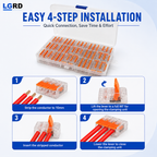 LGRD 57PCS Corrosion Resistant Lever Wire Connectors, 2/3/4/5 Pole Durable Splicing Terminals with Storage Case