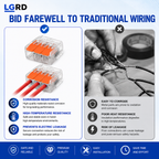 LGRD 57PCS Corrosion Resistant Lever Wire Connectors, 2/3/4/5 Pole Durable Splicing Terminals with Storage Case