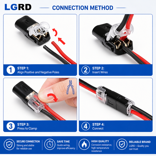 LGRD D2 Quick Connect Terminals, Dual Package Sizes for Batch Purchasing, Suitable for Long-Term Home Renovation Orders, Outdoor Landscape Engineering and Indoor Lamp Layout Construction Work
