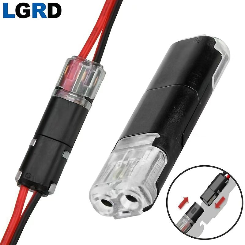 LGRD Plug-In Low Voltage Wire Connectors, No Wire Stripping 2-Wire Quick Disconnect Electrical Connectors for 16-18 AWG, Fast And Secure Connection for Automotive, LED Lights
